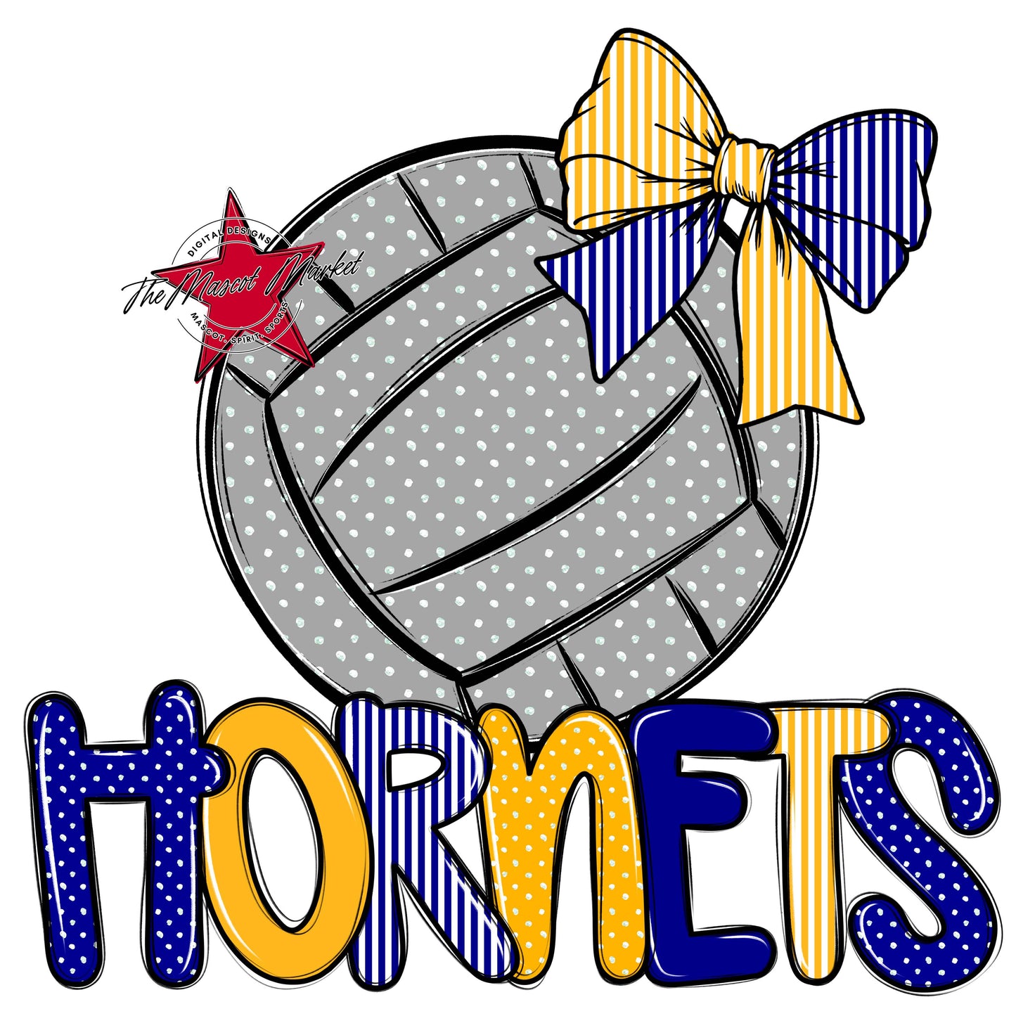 Hornets Volleyball Spirit Design-Blue & Yellow