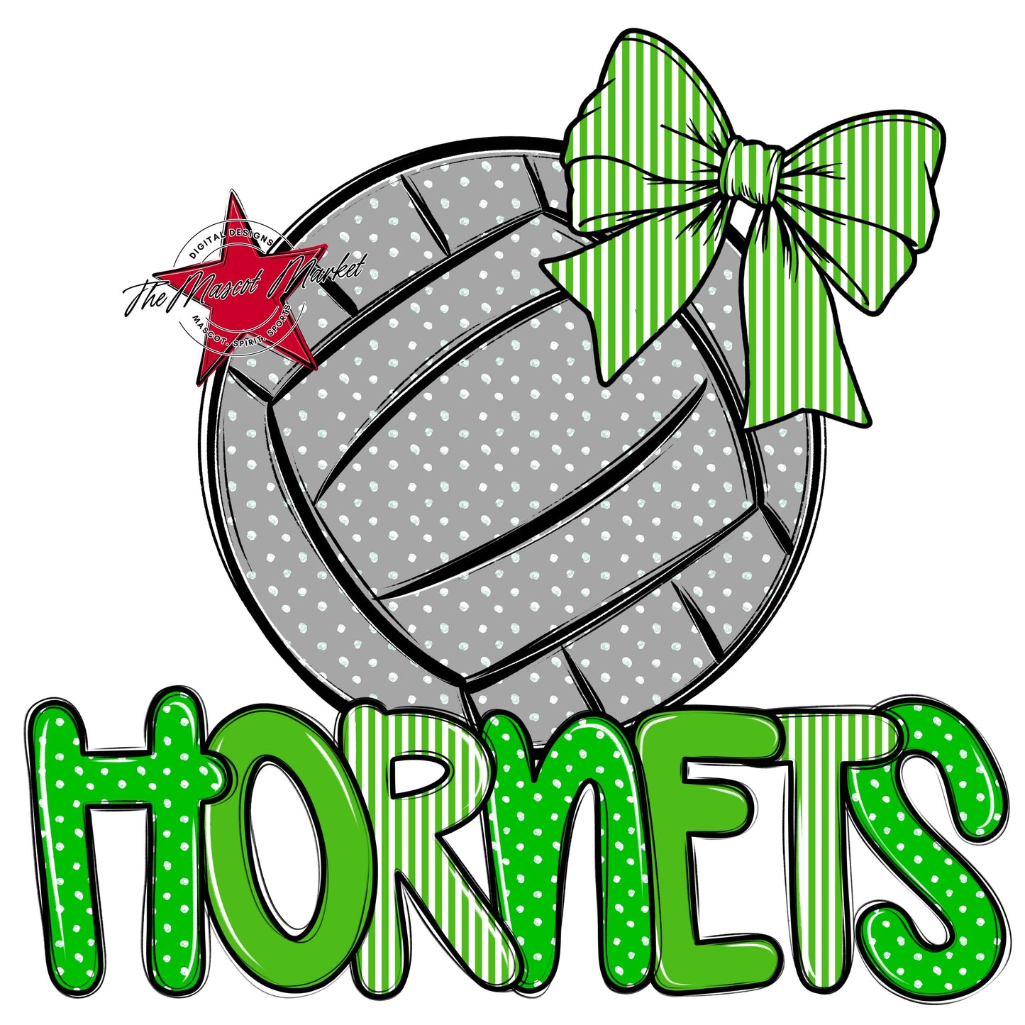 Hornets Volleyball Spirit Design-Bright Green