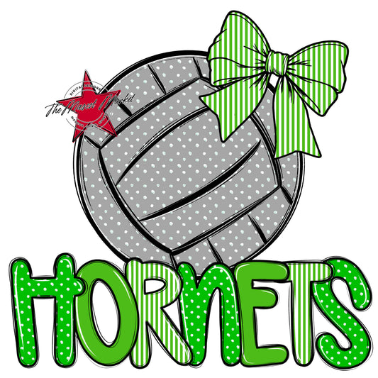 Hornets Volleyball Spirit Design-Bright Green