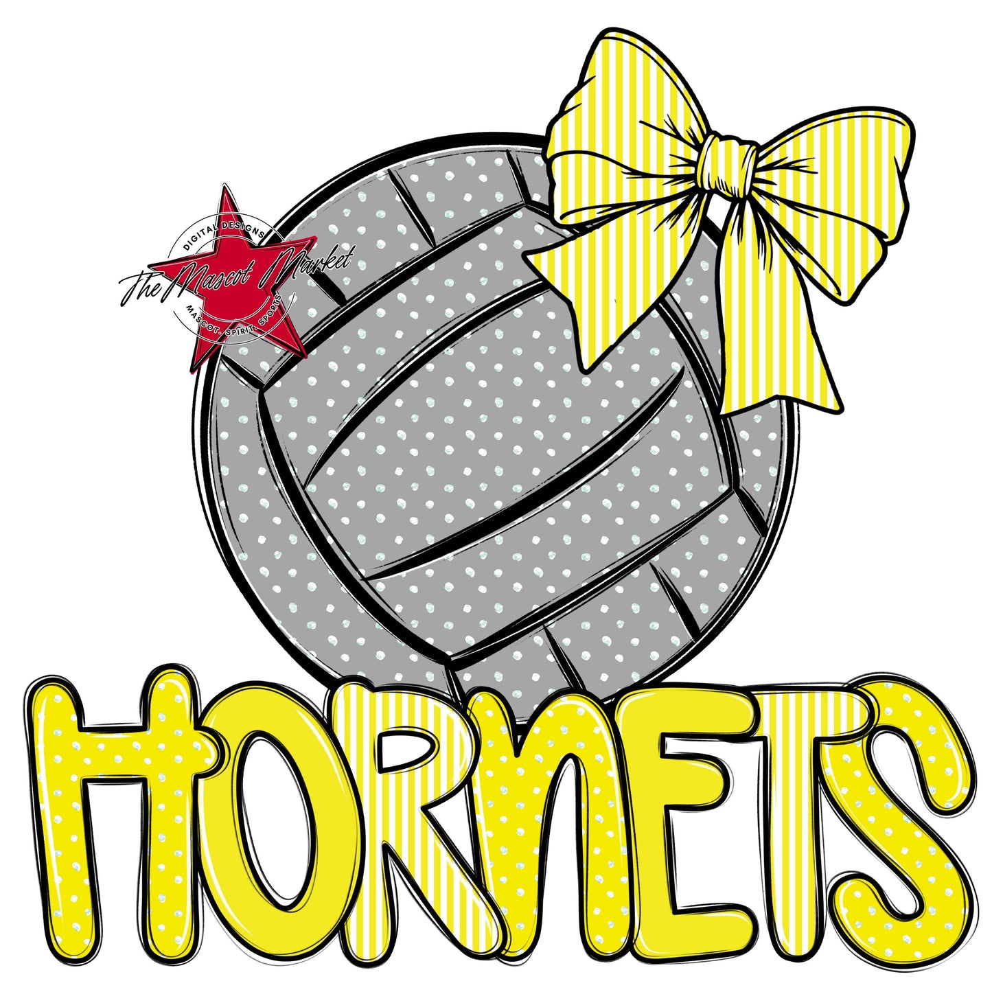 Hornets Volleyball Spirit Design-Bright Yellow
