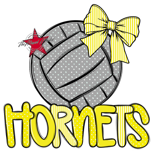 Hornets Volleyball Spirit Design-Bright Yellow