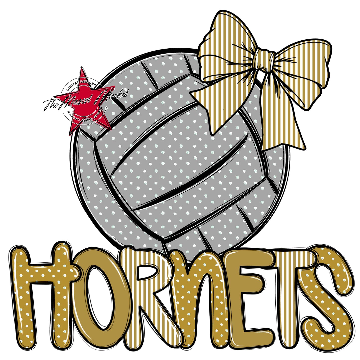 Hornets Volleyball Spirit Design-Gold