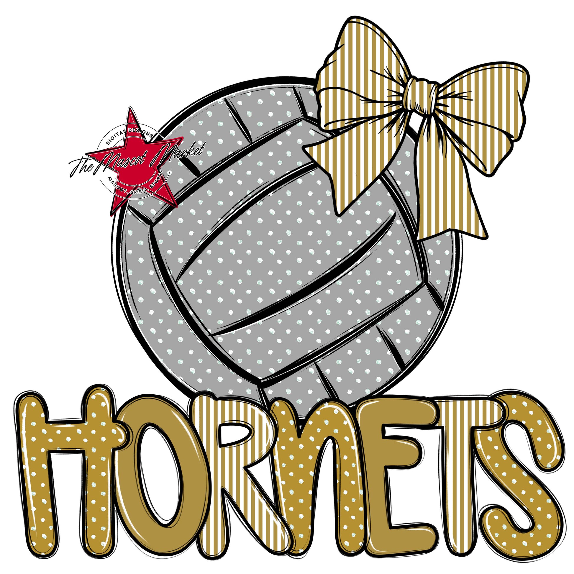 Hornets Volleyball Spirit Design-Gold