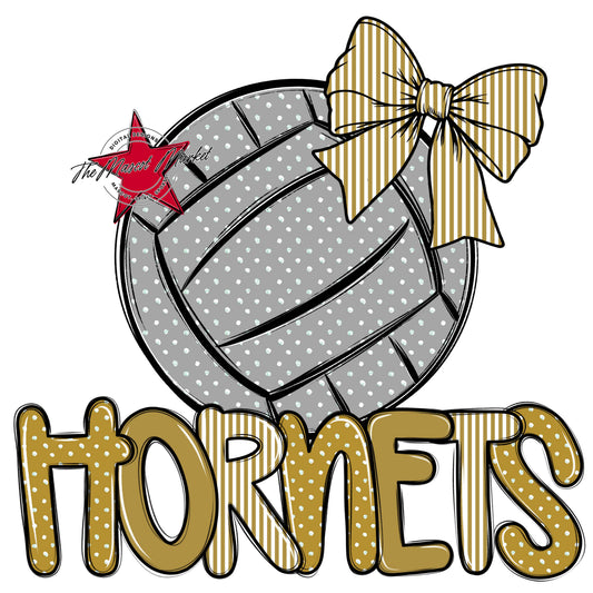 Hornets Volleyball Spirit Design-Gold