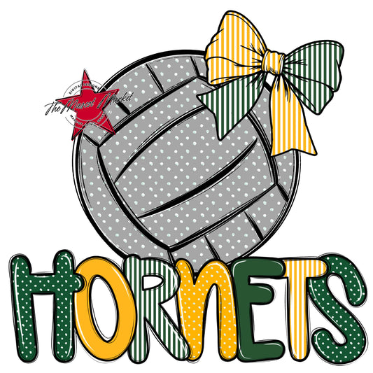 Hornets Volleyball Spirit Design-Green & Yellow