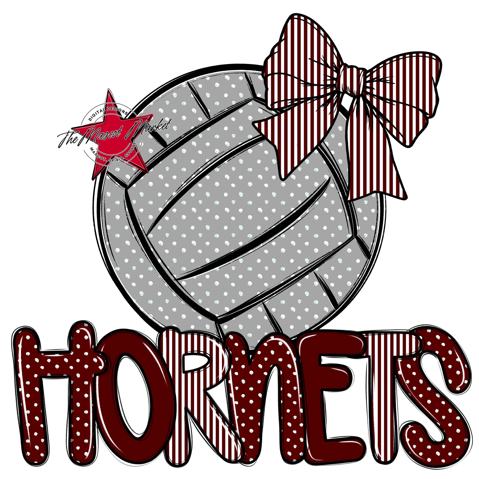 Hornets Volleyball Spirit Design-Maroon