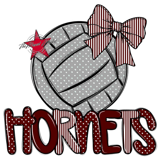 Hornets Volleyball Spirit Design-Maroon