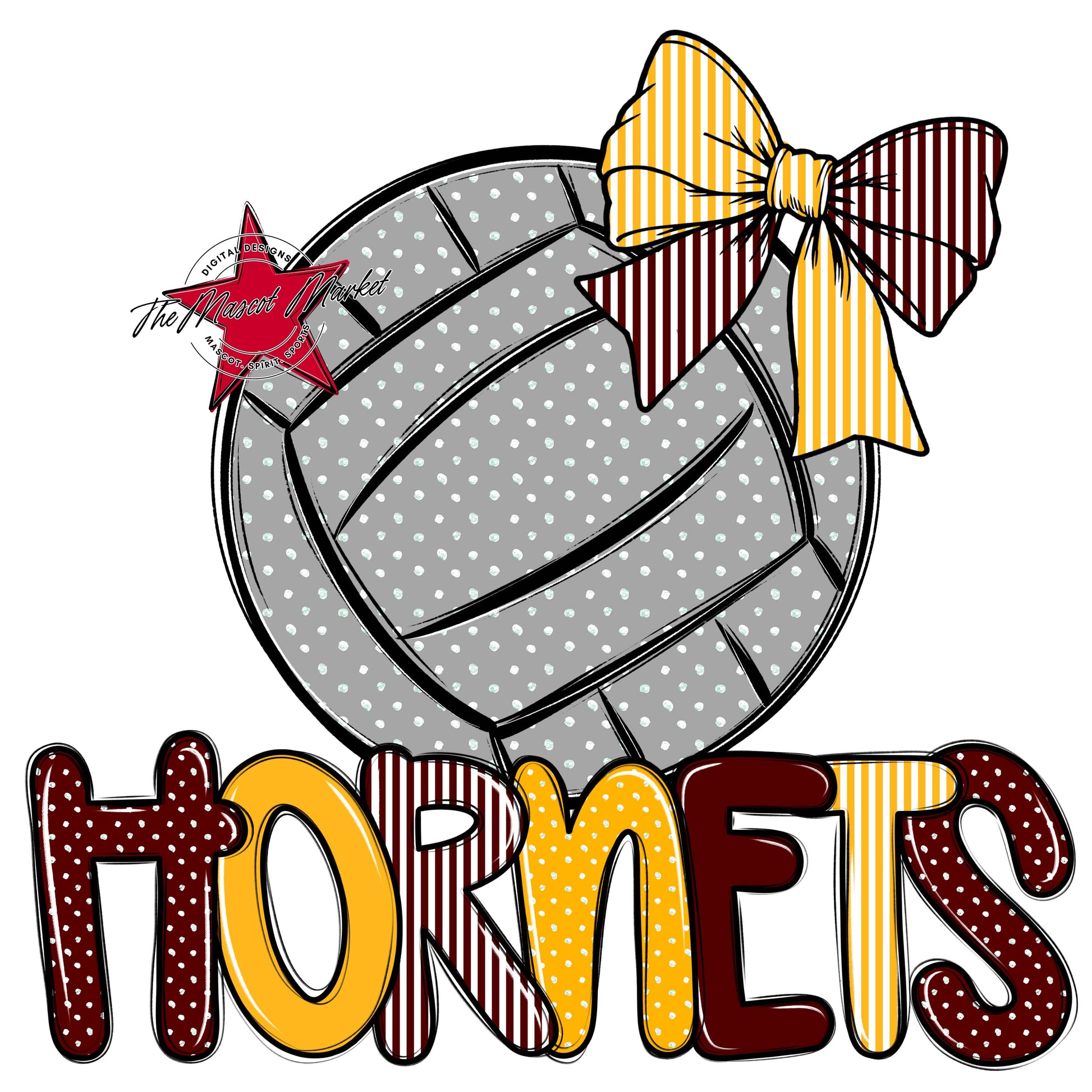 Hornets Volleyball Spirit Design-Maroon & Yellow