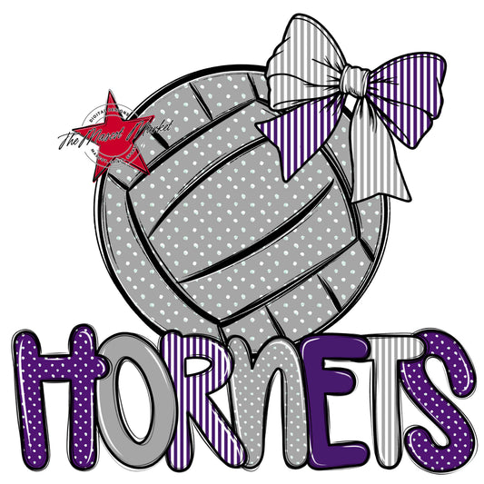 Hornets Volleyball Spirit Design-Purple & Grey