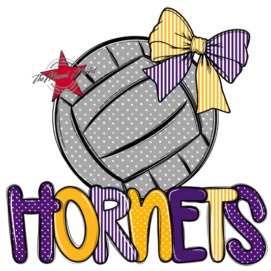 Hornets Volleyball Spirit Design-Purple & Yellow
