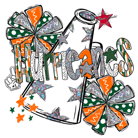 Hurricanes Cheer Megaphone Scrape-Green-Orange