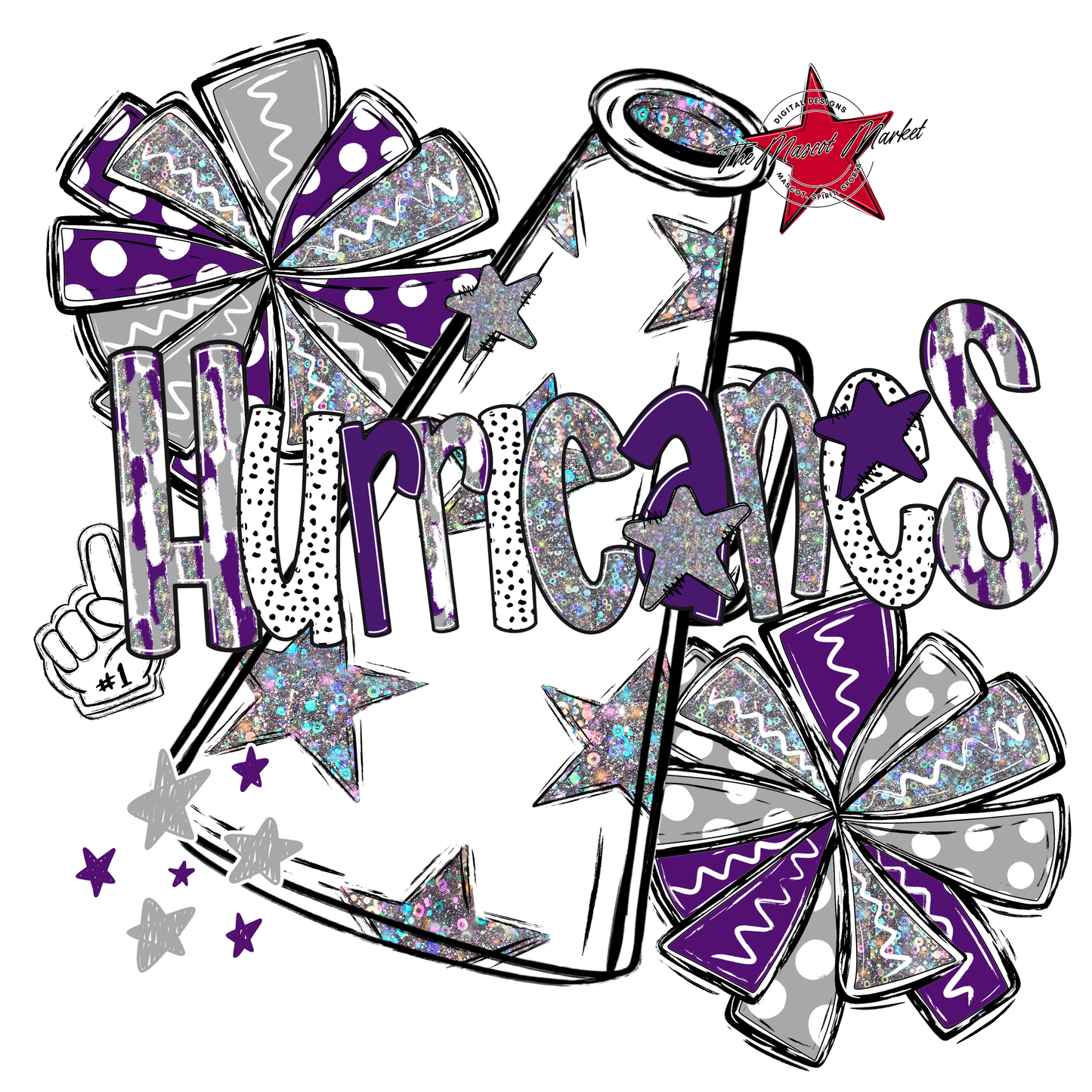 Hurricanes Cheer Megaphone Scrape-Purple-Grey