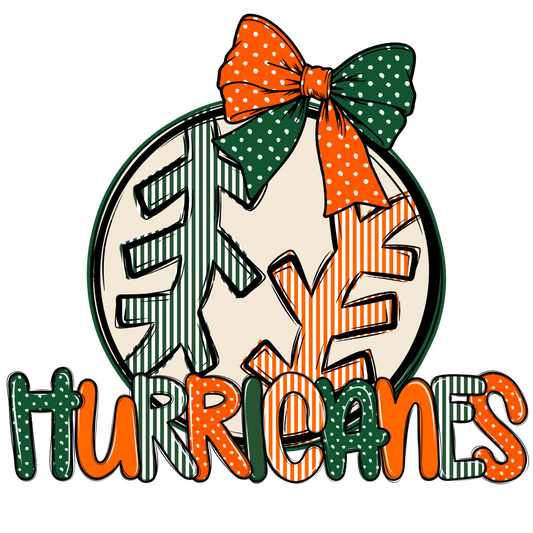 Hurricanes Baseball-Softball Spirit Design-Green & Orange
