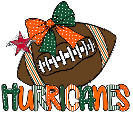 Hurricanes Football Spirit Design-Green & Orange