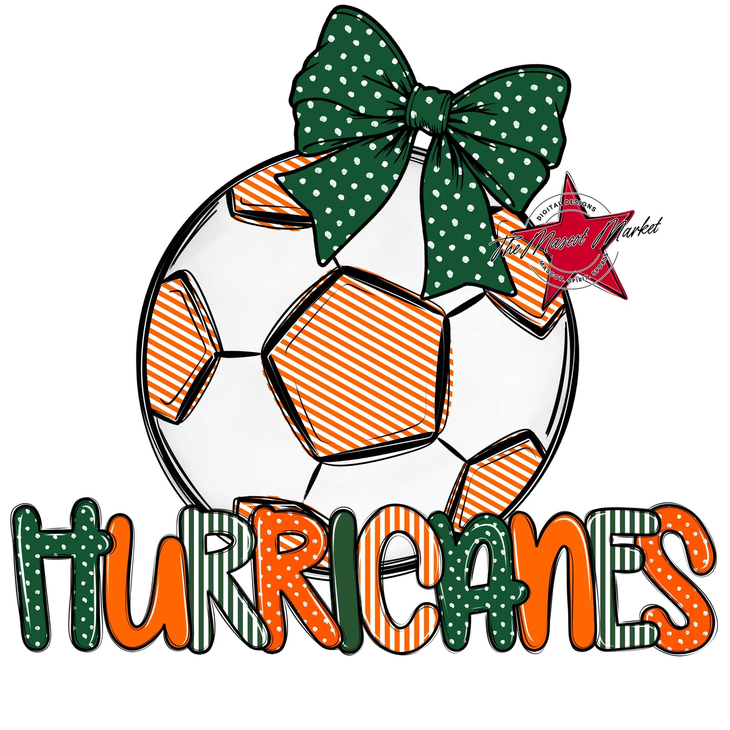 Hurricanes Soccer Spirit Design-Green & Orange