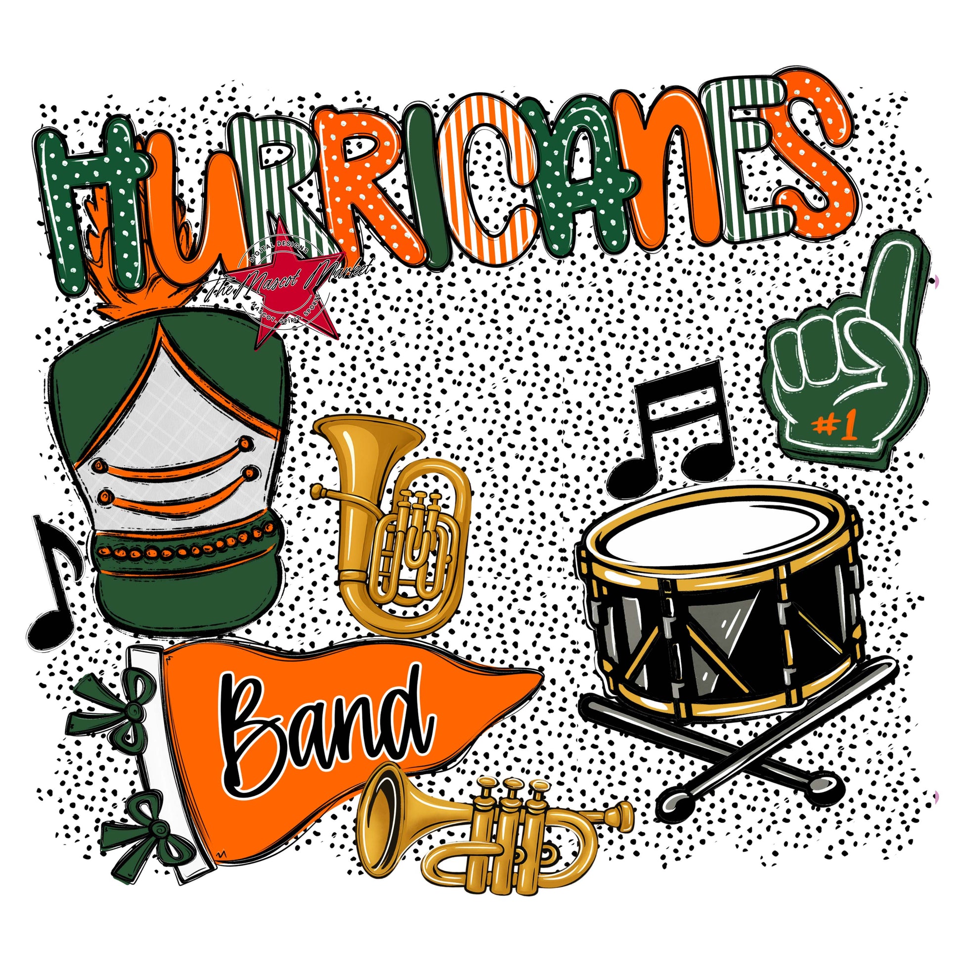 Hurricanes Band Spirit-Green & Orange