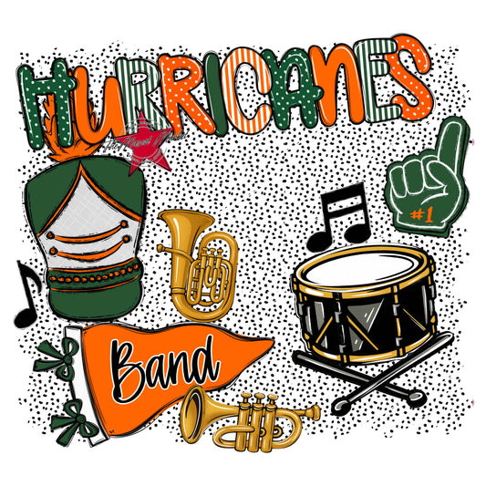 Hurricanes Band Spirit-Green & Orange