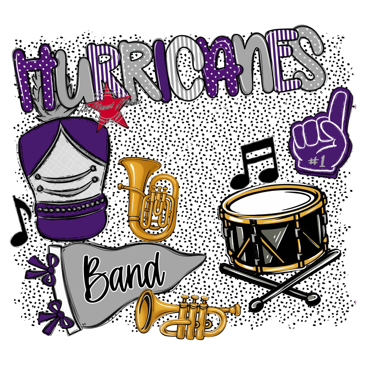 Hurricanes Band Spirit-Purple & Grey