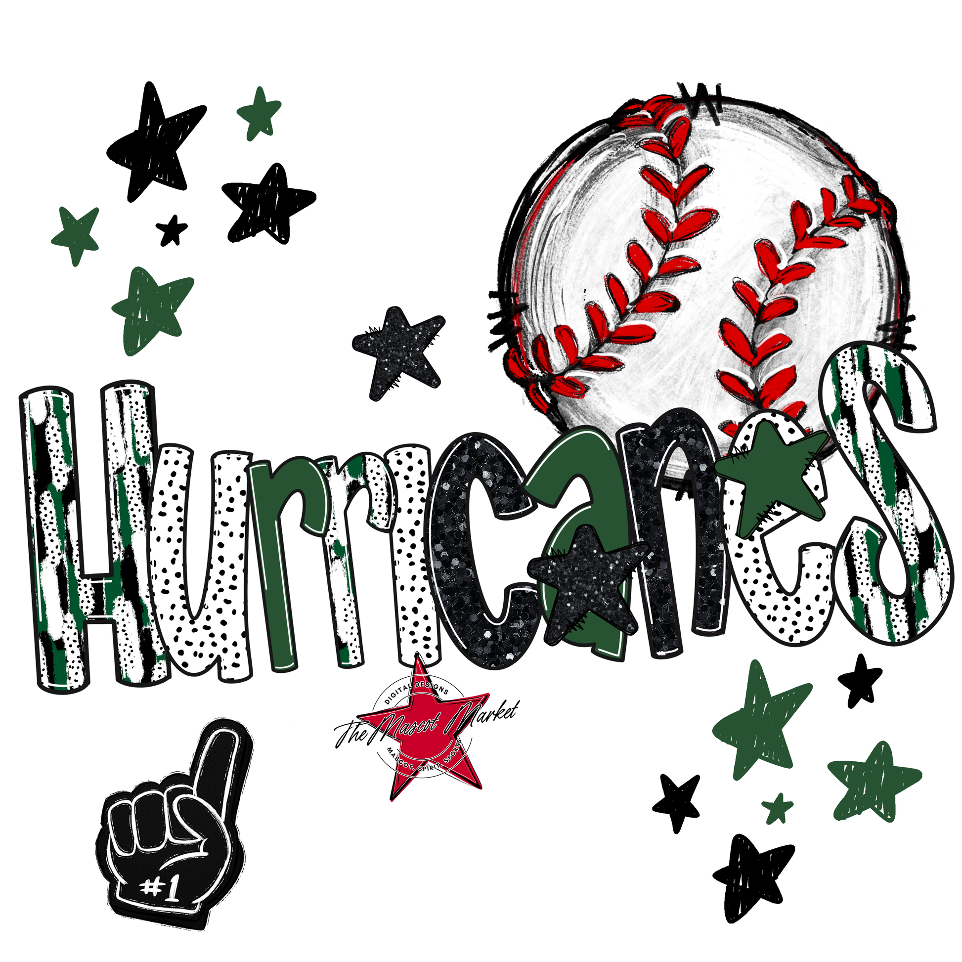 Hurricanes Baseball Scrape-Green