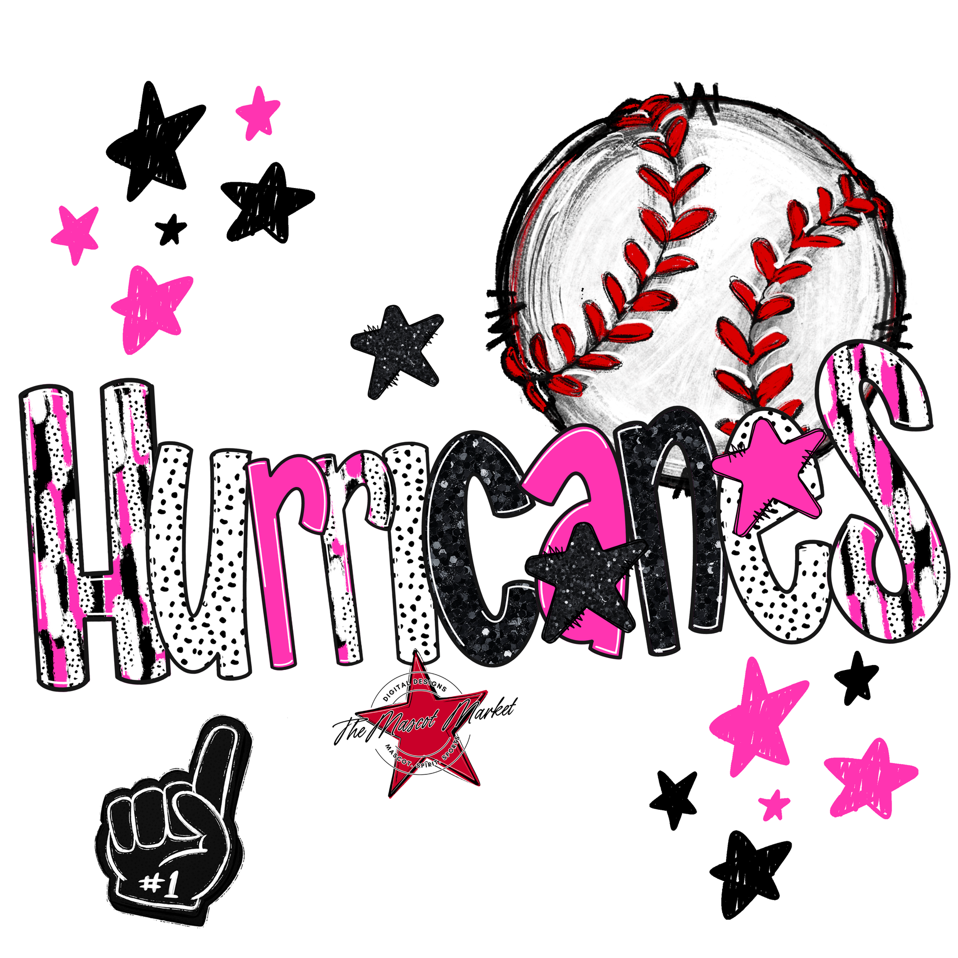 Hurricanes Baseball Scrape-Pink