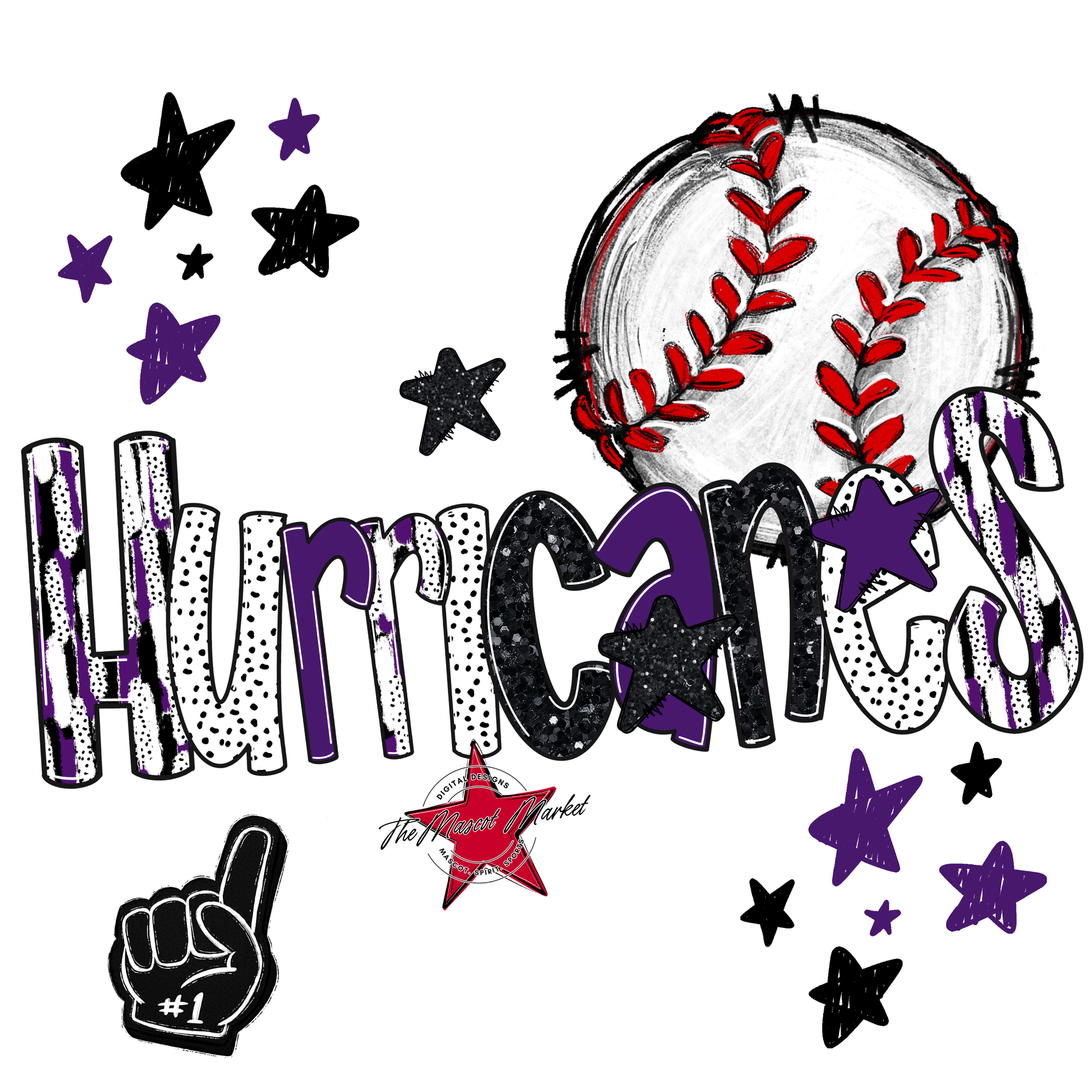 Hurricanes Baseball Scrape-Purple