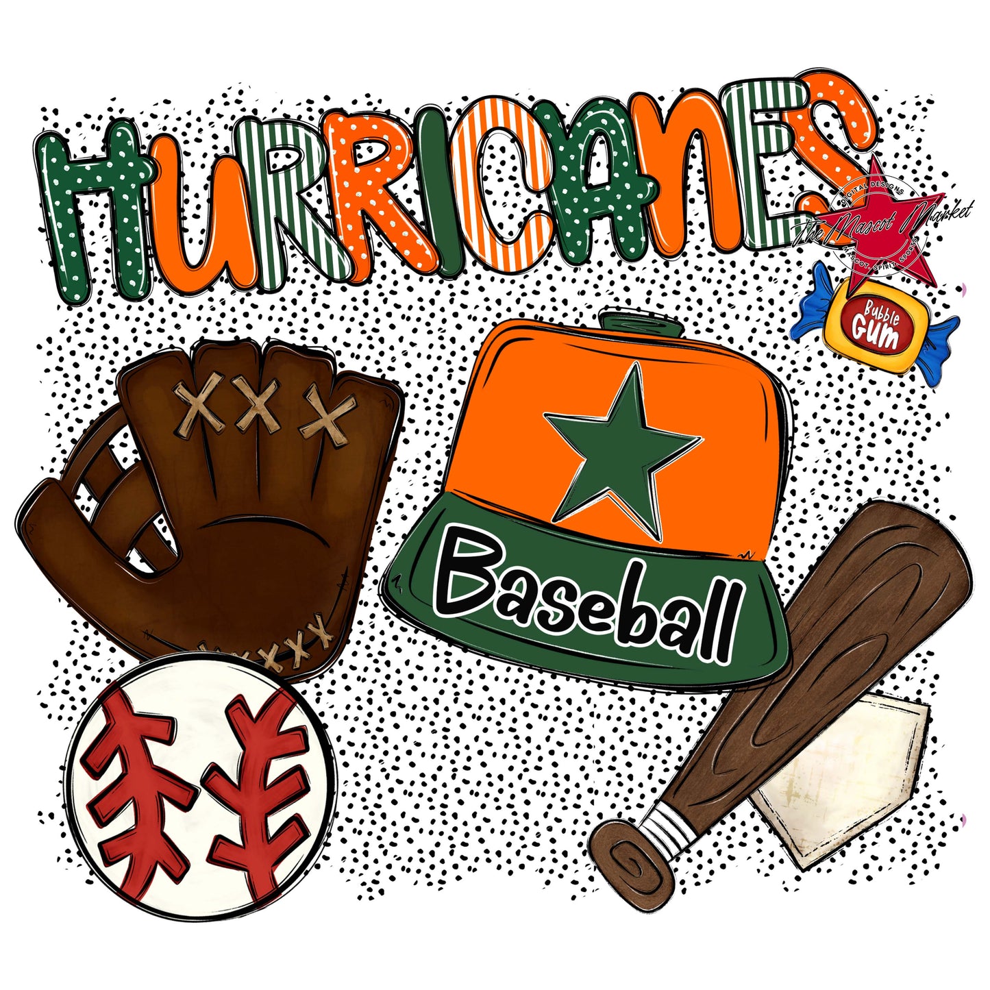 Hurricanes Baseball Spirit-Green & Orange