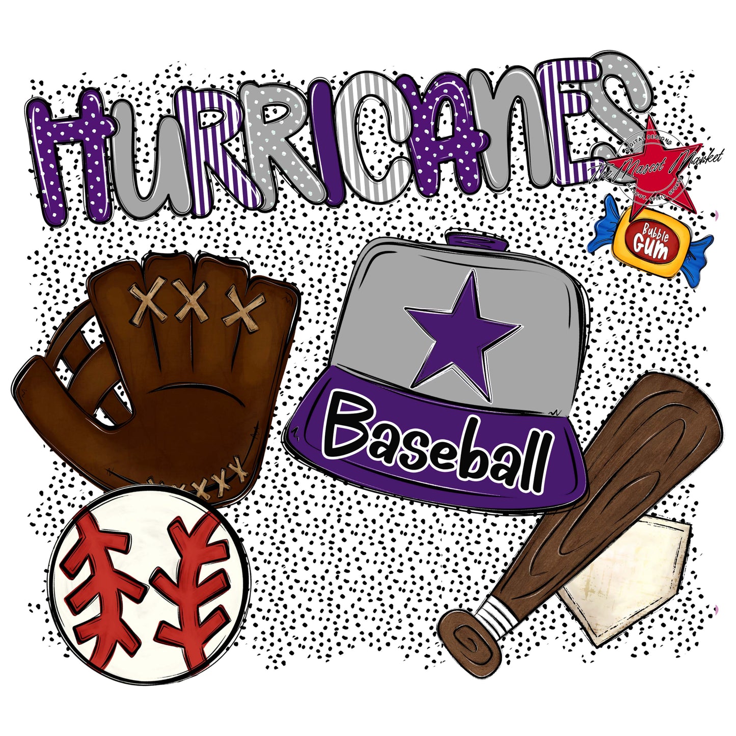 Hurricanes Baseball Spirit-Purple & Grey