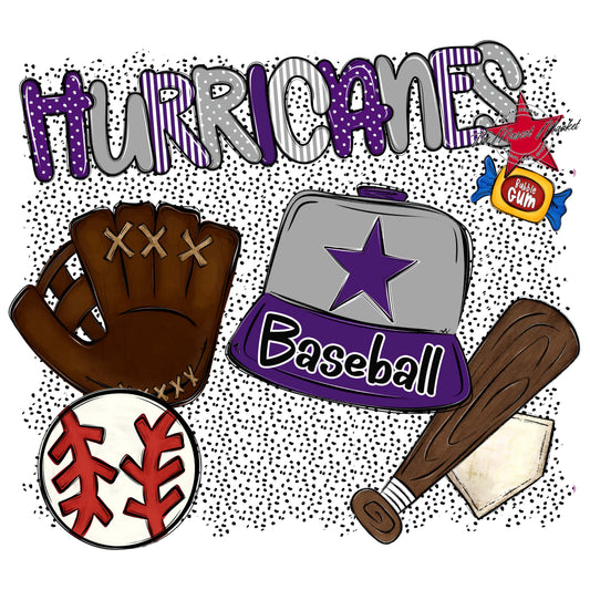 Hurricanes Baseball Spirit-Purple & Grey