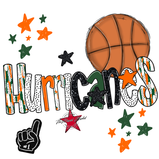 Hurricanes Basketball Scrape-Green-Orange