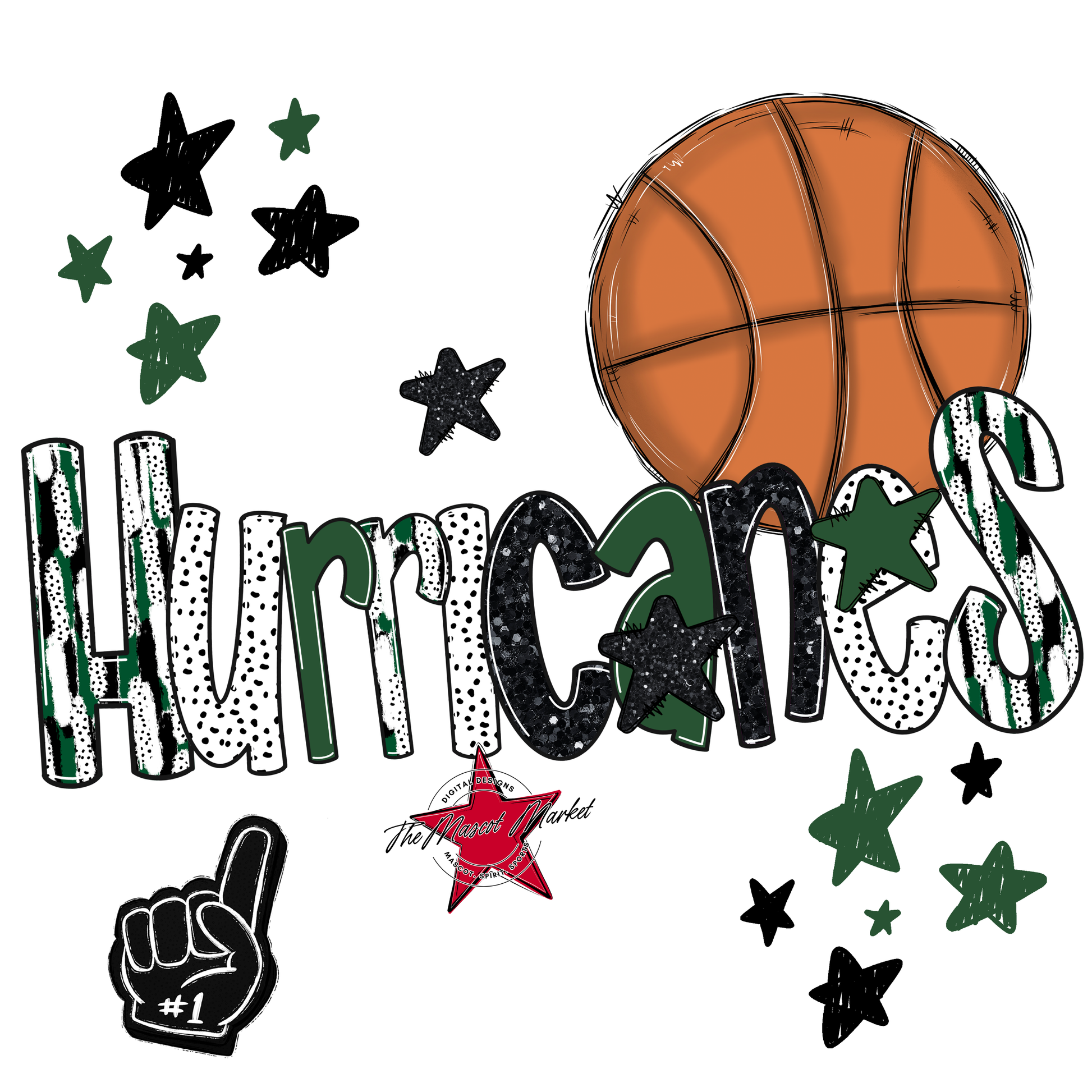 Hurricanes Basketball Scrape-Green