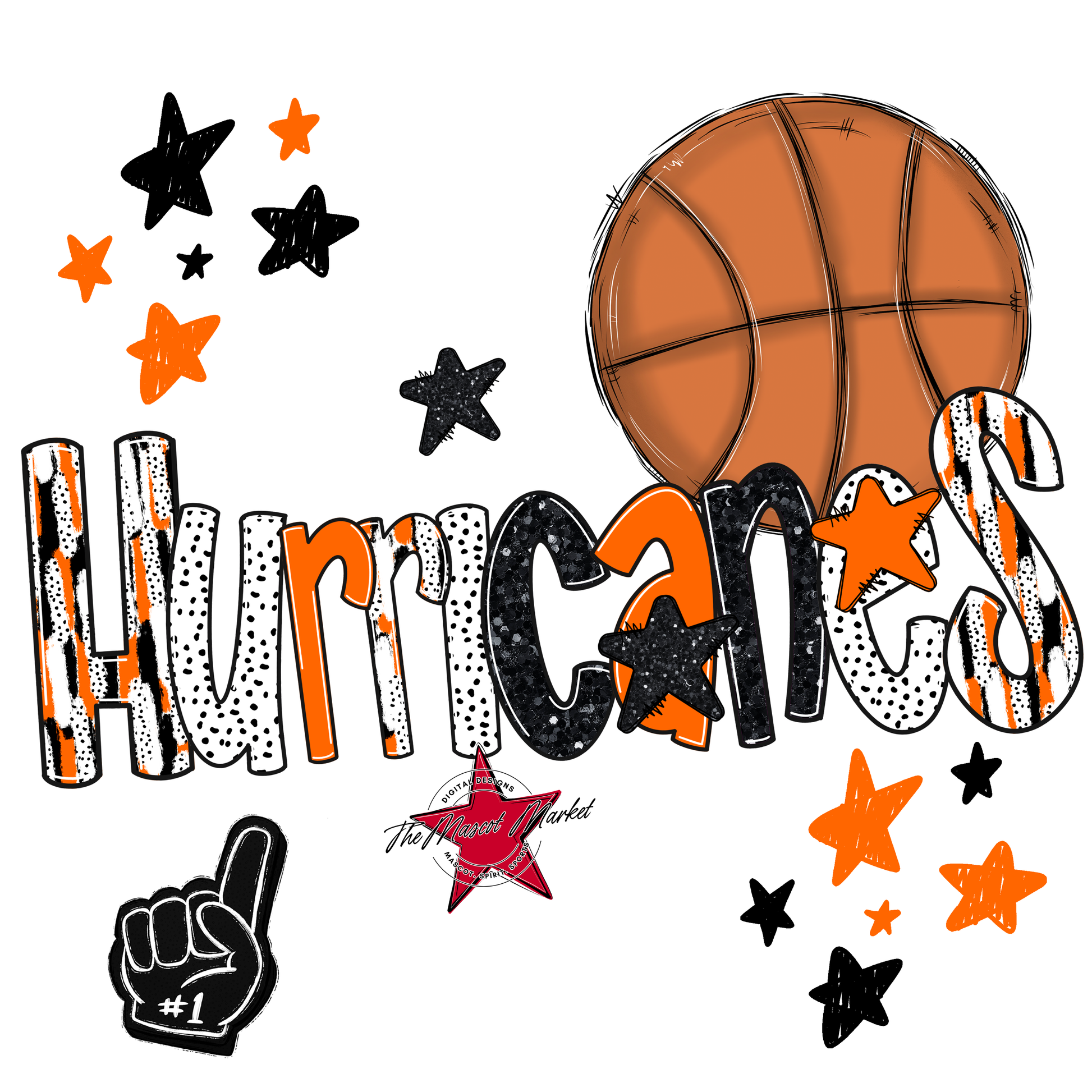 Hurricanes Basketball Scrape-Orange