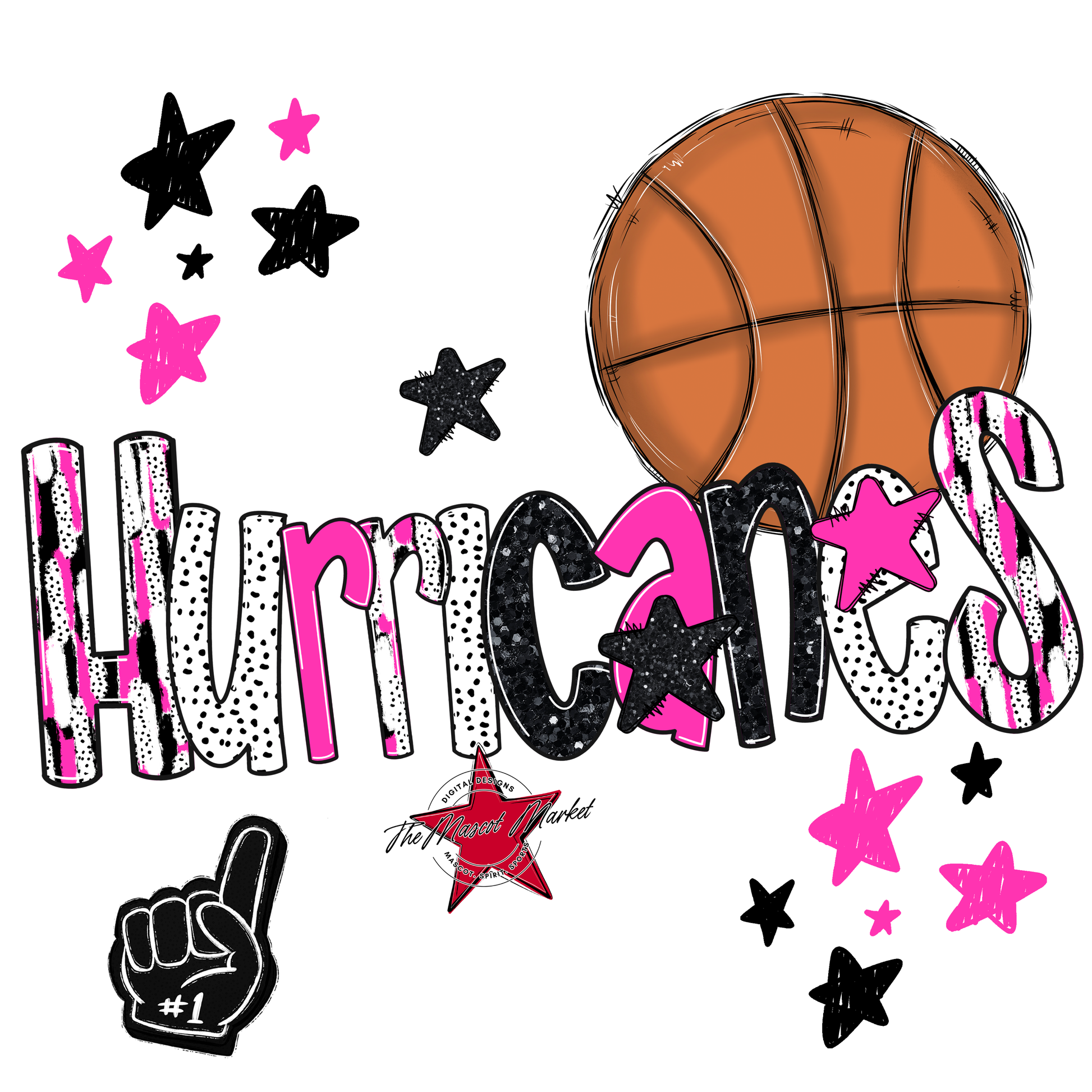 Hurricanes Basketball Scrape-Pink
