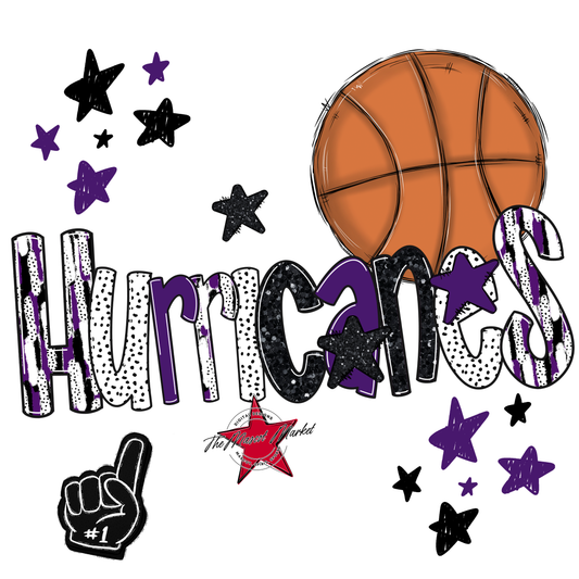 Hurricanes Basketball Scrape-Purple