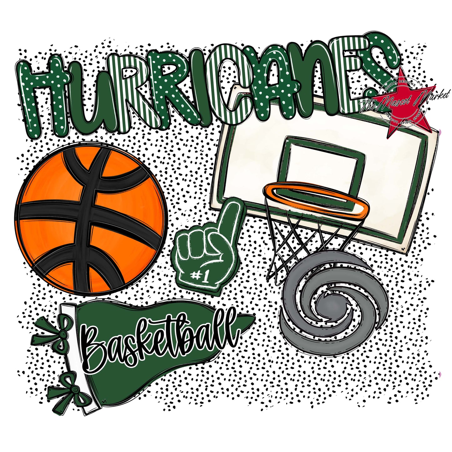 Hurricanes Basketball Spirit-Green