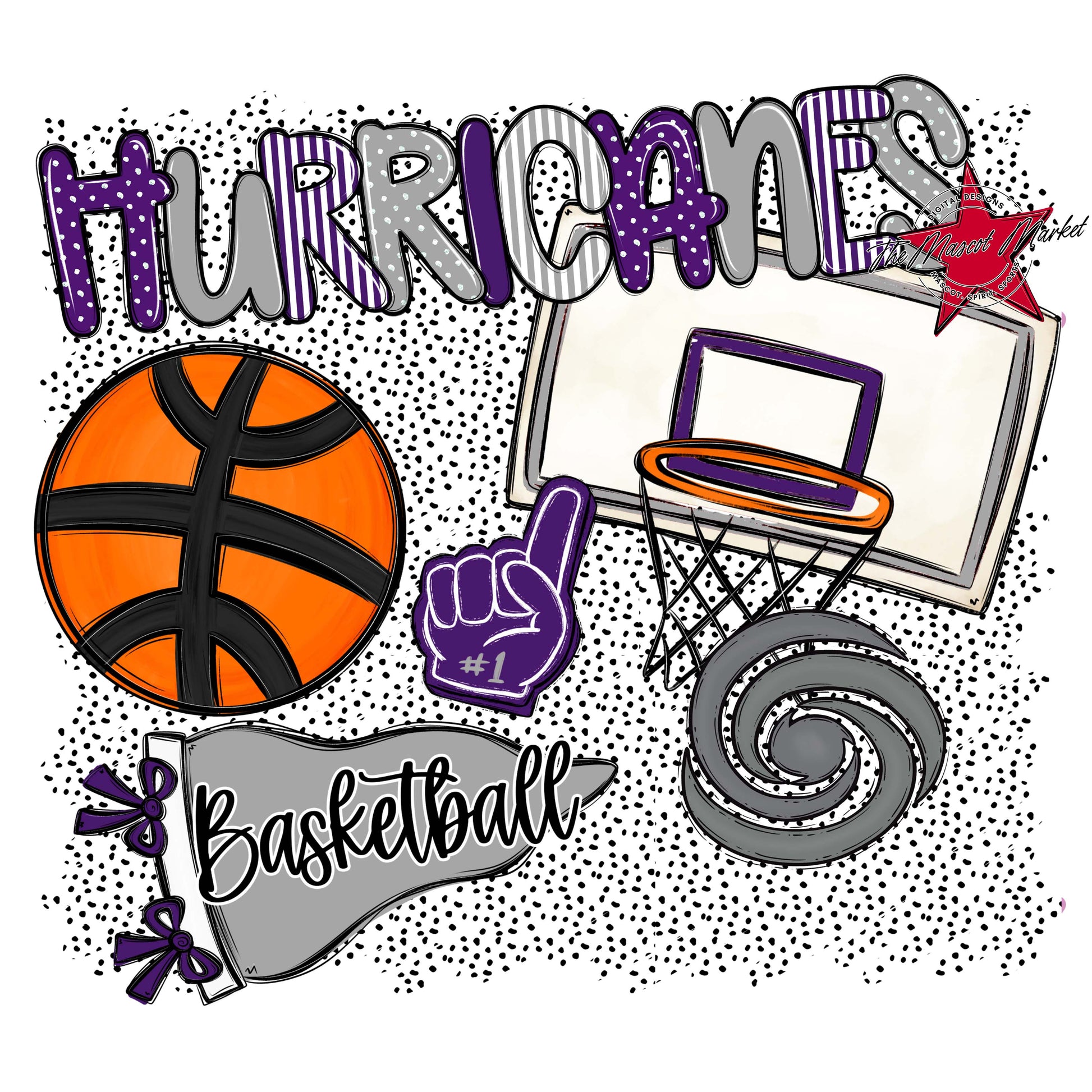 Hurricanes Basketball Spirit-Purple & Grey