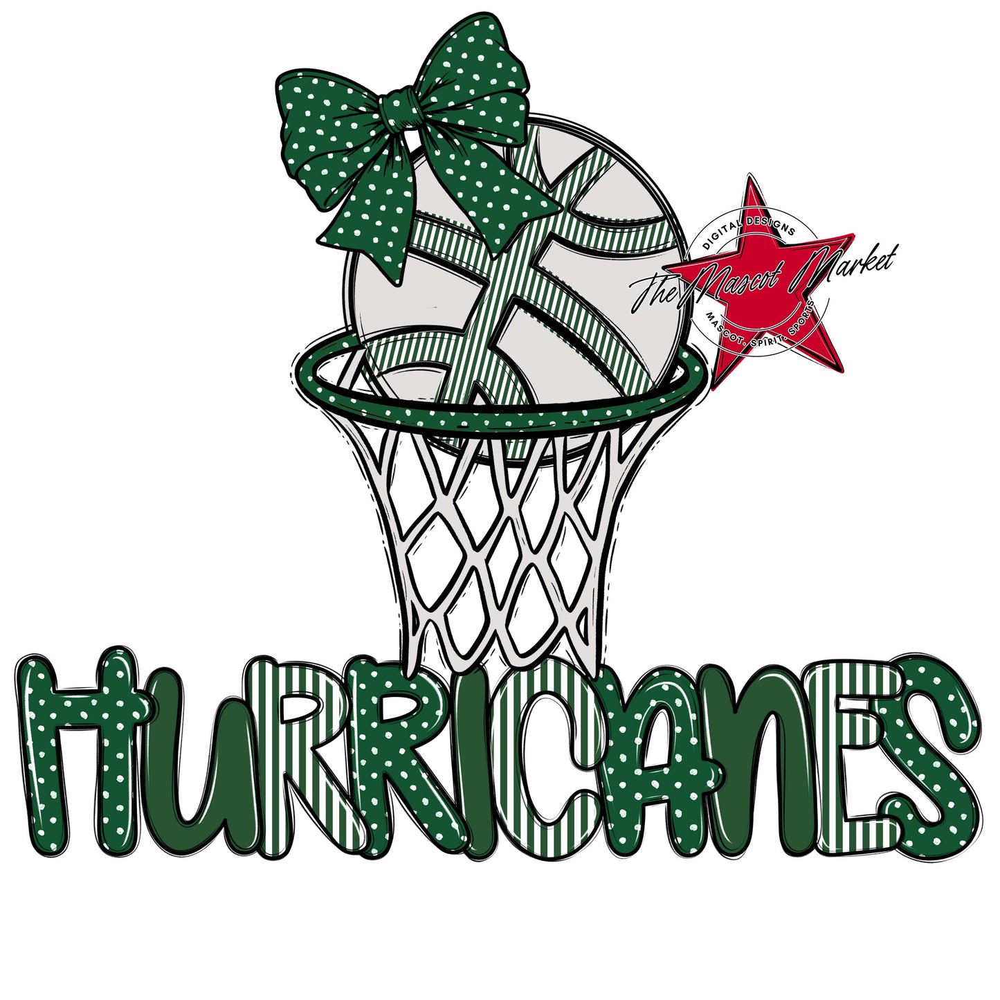 Hurricanes Basketball Spirit Design-Green