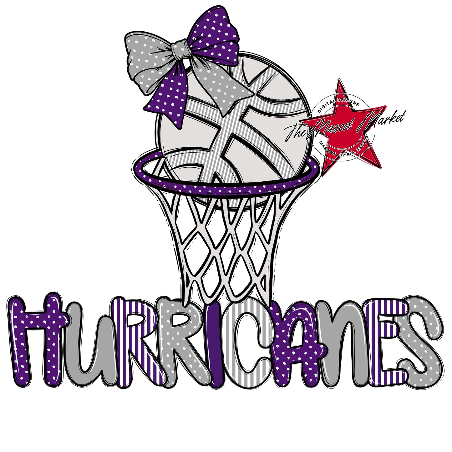 Hurricanes Basketball Spirit Design-Purple & Grey
