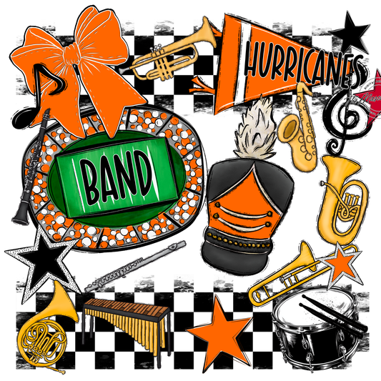 Hurricanes Checkers Band Spirit Design-Orange