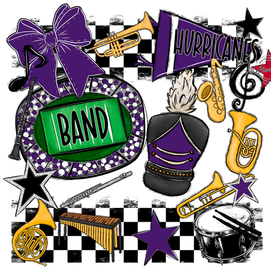 Hurricanes Checkers Band Spirit Design-Purple