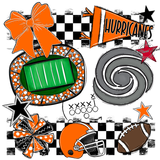 Hurricanes Checkers Mascot Spirit Design-Orange