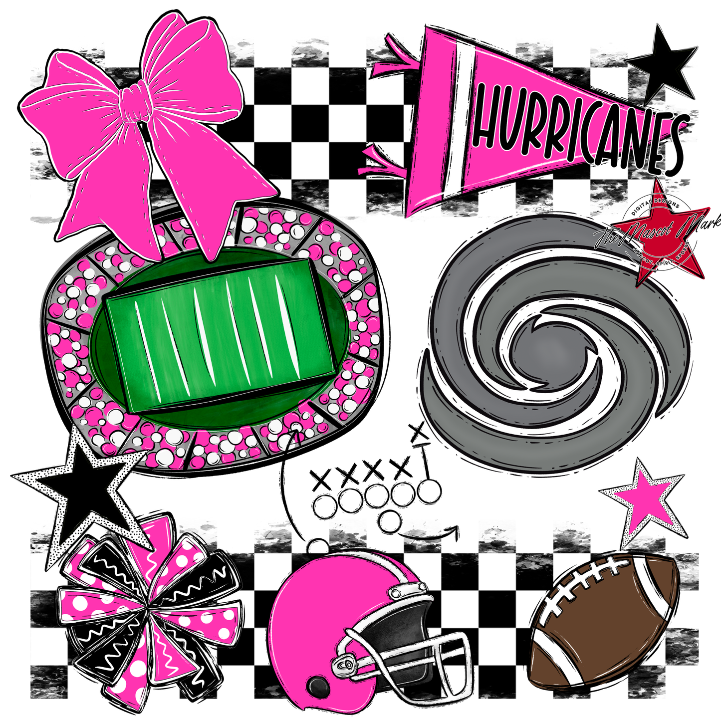 Hurricanes Checkers Mascot Spirit Design-Pink