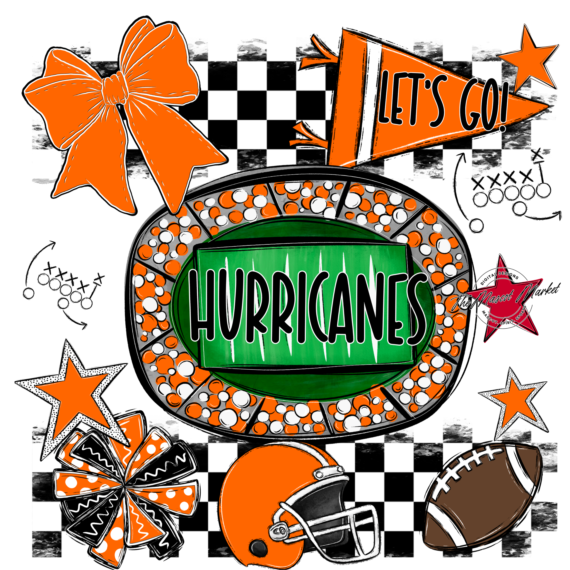 Hurricanes Checkers Spirit Design-Orange