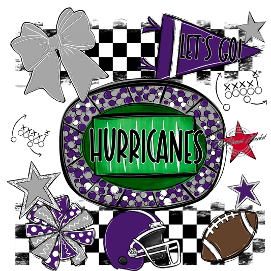 Hurricanes Checkers Spirit Design-Purple-Grey