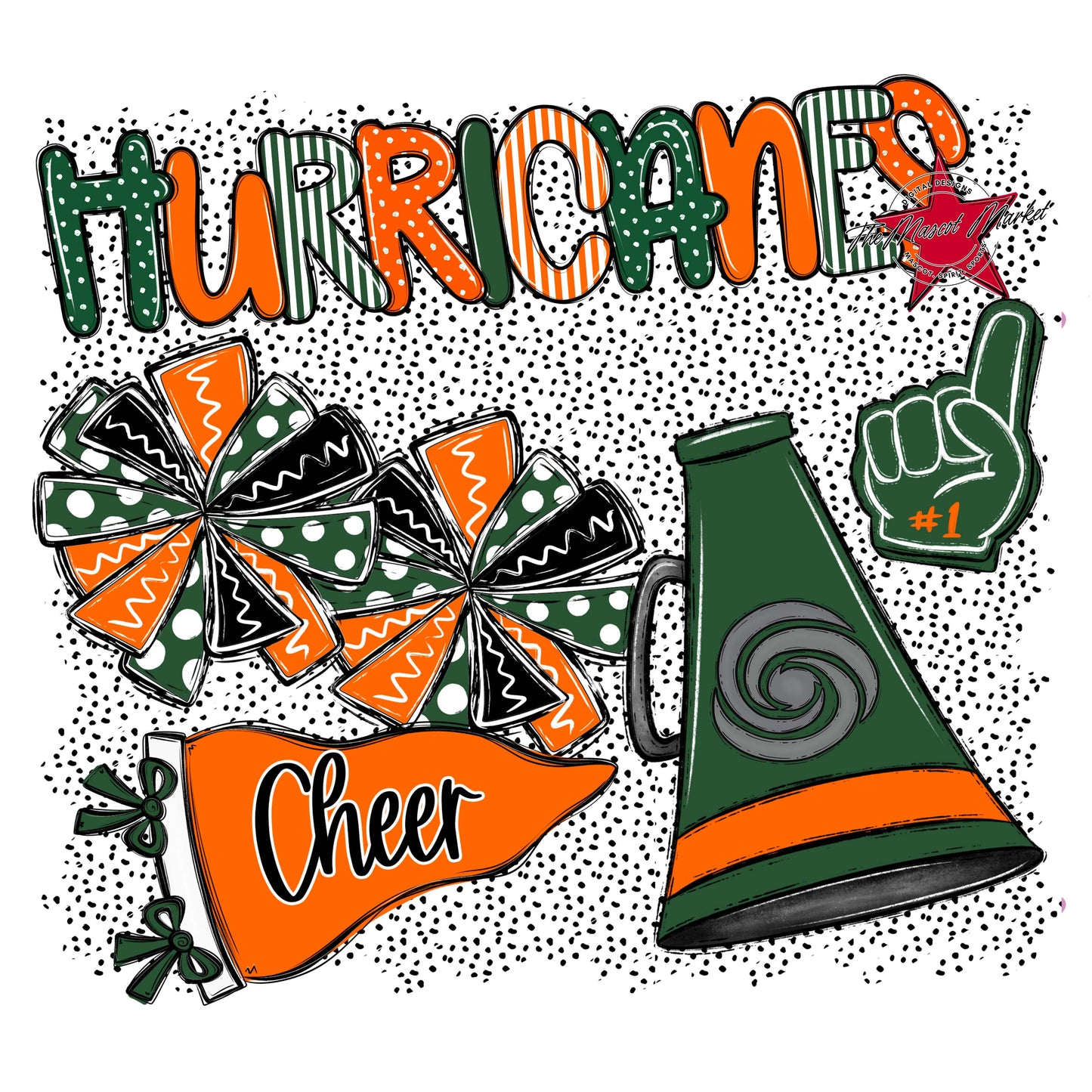 Hurricanes Cheer Spirit-Green & Orange