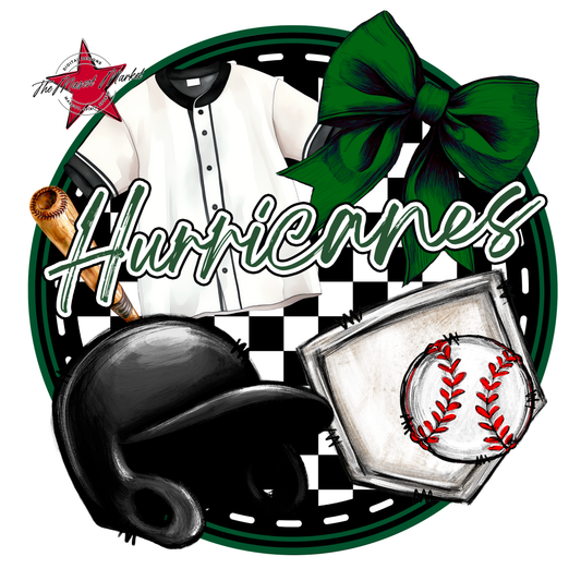 Hurricanes Circle Baseball Design-Green