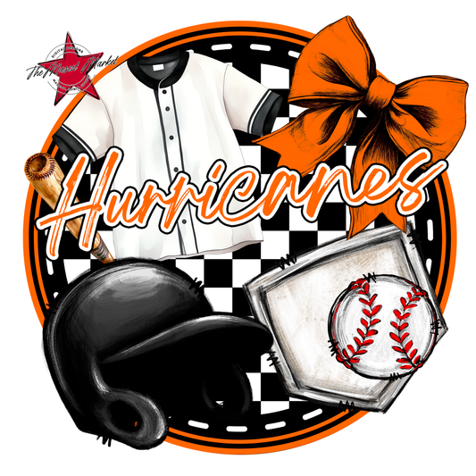 Hurricanes Circle Baseball Design-Orange
