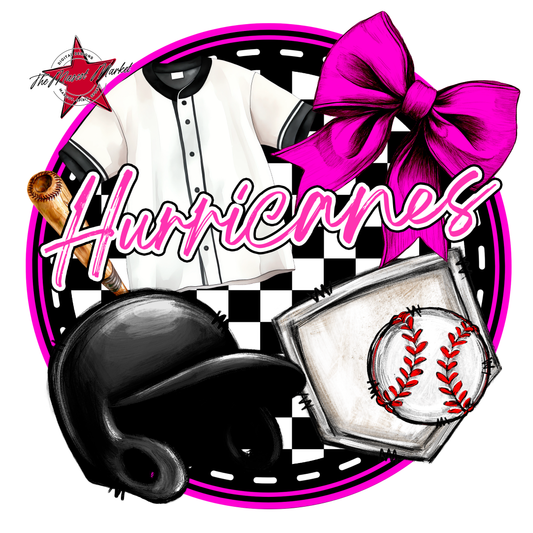 Hurricanes Circle Baseball Design-Pink