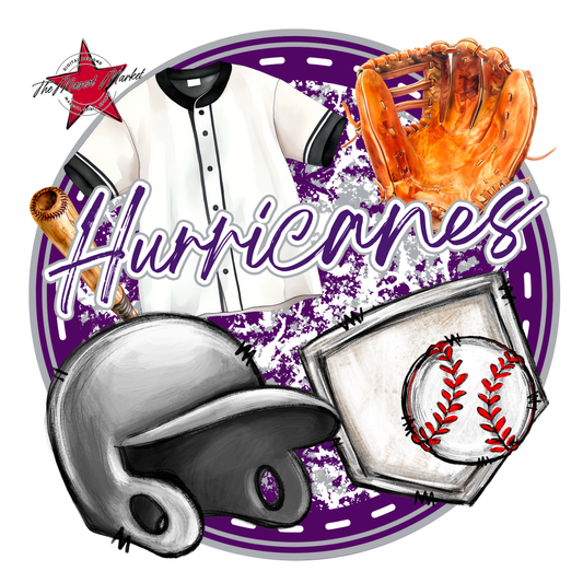 Hurricanes Circle Baseball Design-Purple-Grey