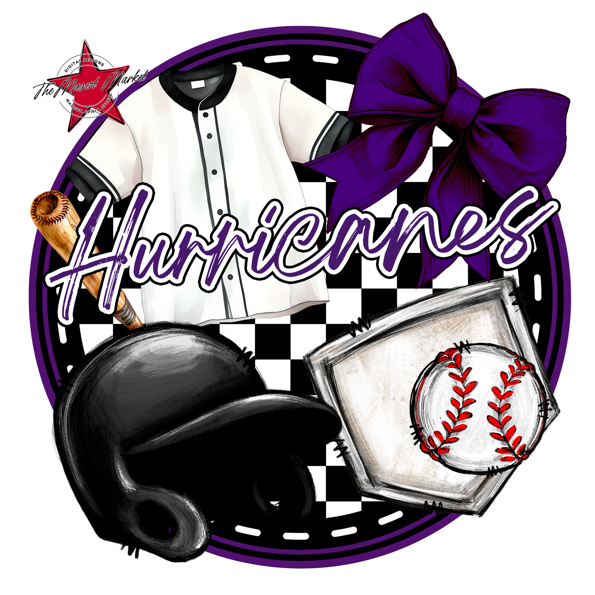 Hurricanes Circle Baseball Design-Purple