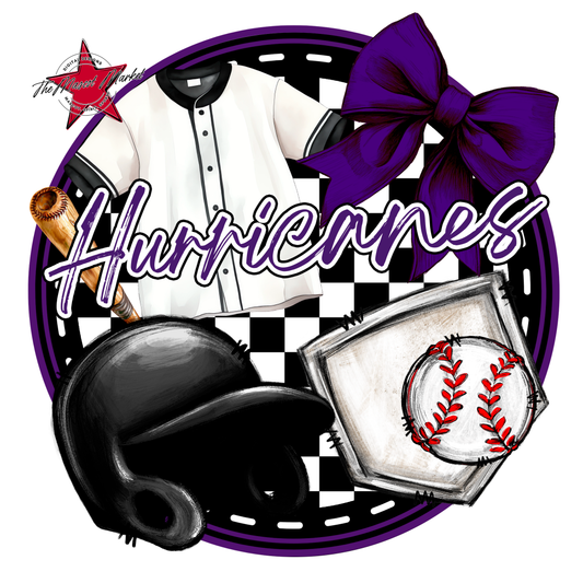 Hurricanes Circle Baseball Design-Purple